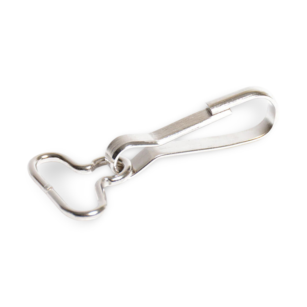 3/4" Nickel-Plated Steel Spring Hook with Strap Eye