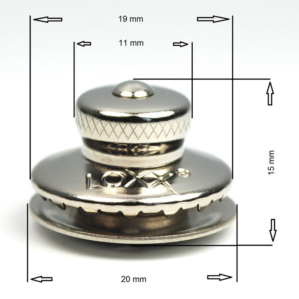 LOXX® "Pull-It-Up" Fastener Chrome-Plated Brass Small Head Button