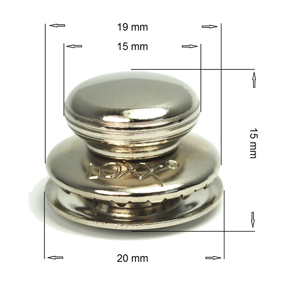 LOXX® "Pull-It-Up" Fastener Black Chrome Smooth Large Head Button