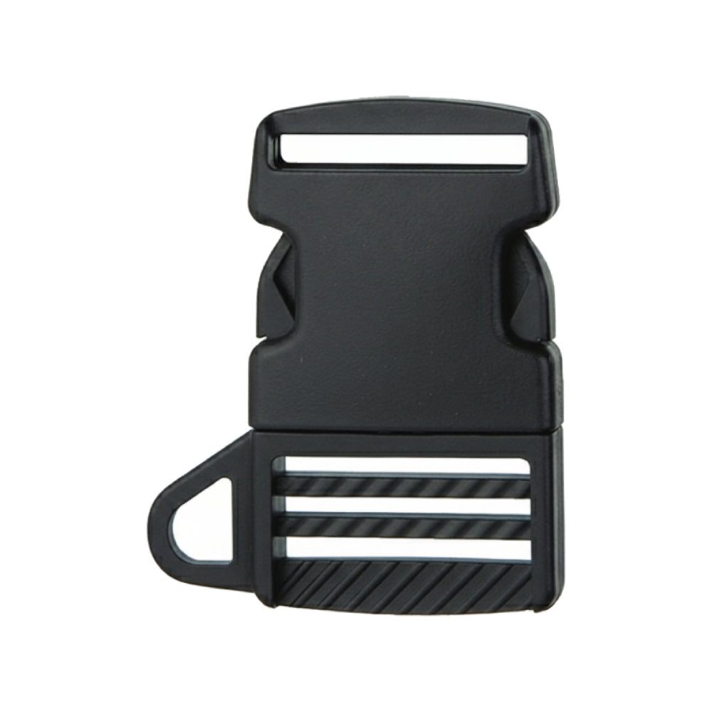1-1/2" Black Single Adjustable Side Release Webbing Buckle with Loop