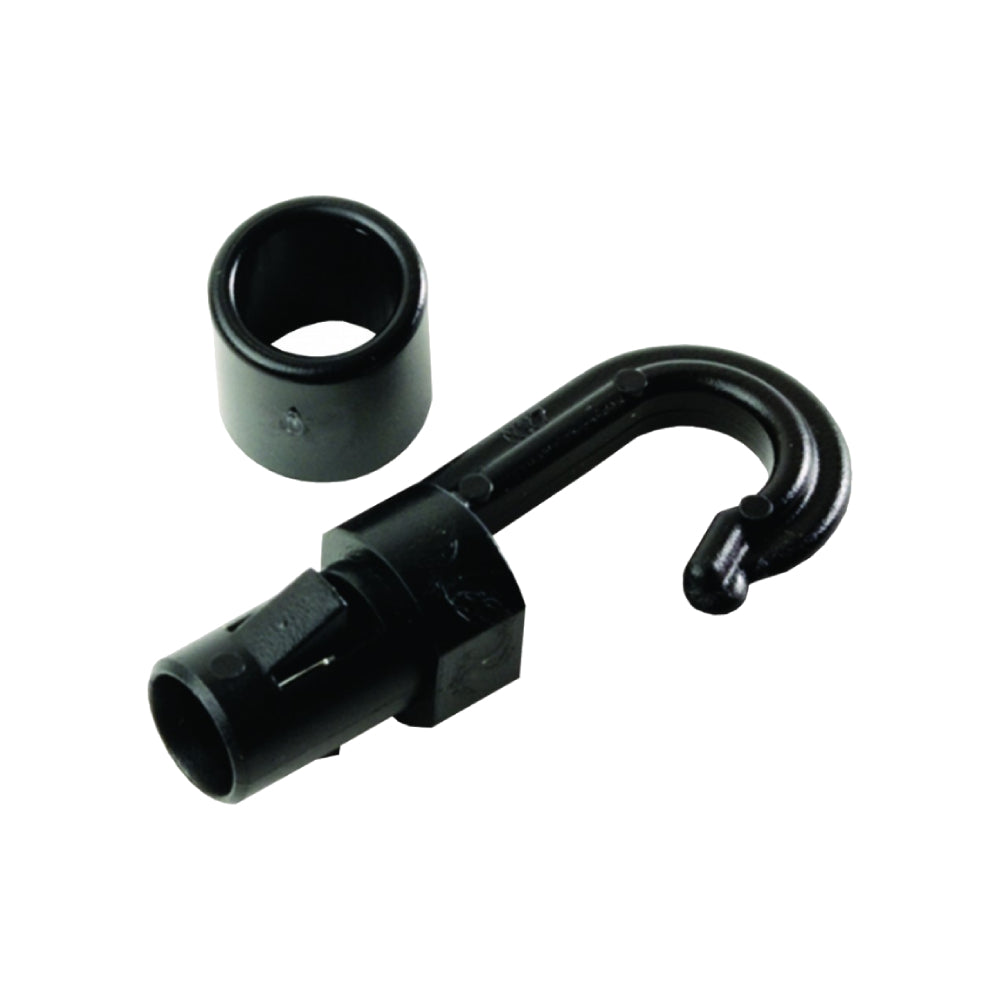 1/4" (#8) Black Plastic Tongueless Shock Cord Hook