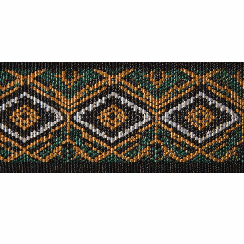 "Teal Tapestry" Polyester Tubular Jacquard Webbing