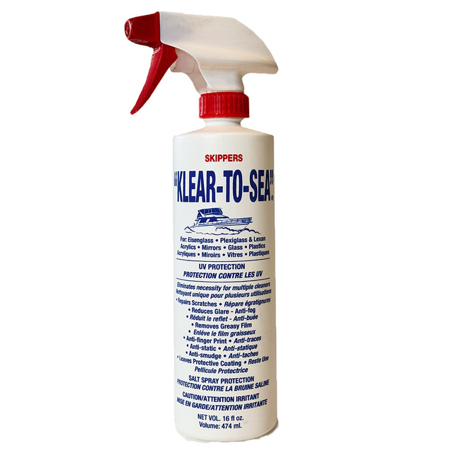 Skippers Klear-To-Sea 16 oz cleaner for restoring clarity to marine plastic windows