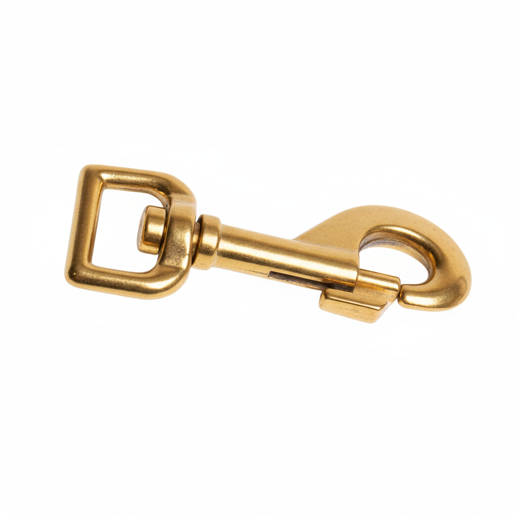 1" Heavy-Duty Die-Cast Brass-Plated Steel Bolt Snap Hook