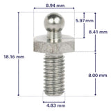 3/8" LOXX® "Pull-It-Up" Fastener Nickel-Plated Brass M5 Machine Screw Stud