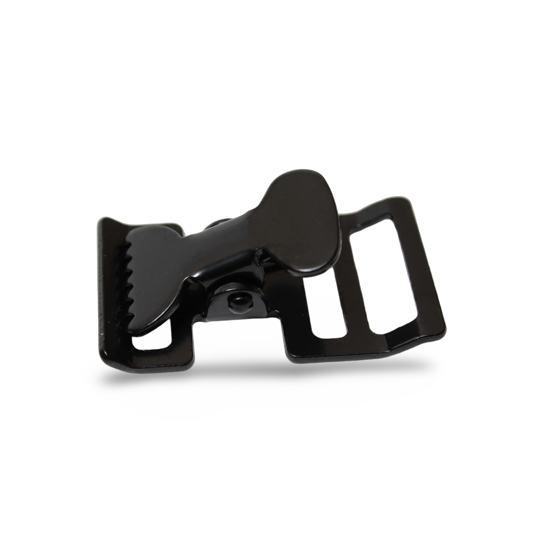 1" Powder-Coated Black Steel Spring Webbing Buckle